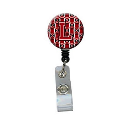 Teachers Aid Letter L Football RedBlack & White Retractable Badge Reel TE254078